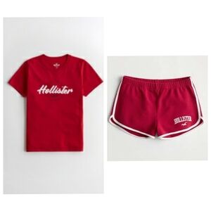 Hollister Red Tee S and Shorts XS Set